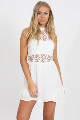 White Crochet Lace Top Playsuit - Clarissa-Tops