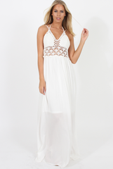 White Crochet Maxi Dress - Beverly-Dresses