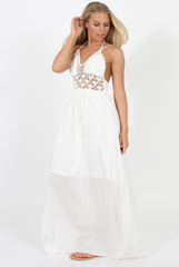 White Crochet Maxi Dress - Beverly-Dresses