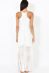 White Crochet Maxi Dress - Paris-Dresses