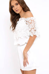 White Crochet Playsuit - Bec-Playsuits