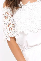 White Crochet Playsuit - Bec-Playsuits