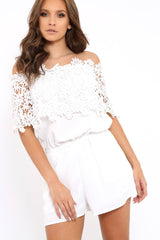 White Crochet Playsuit - Bec-Playsuits