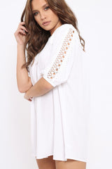 White Crochet Shift Dress - Tarria-Dresses