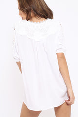 White Crochet Shift Dress - Tarria-Dresses