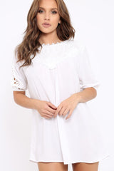 White Crochet Shift Dress - Tarria-Dresses