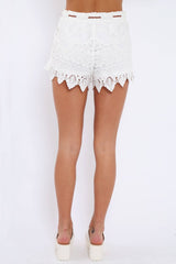 White Crochet Shorts - Esther-Shorts