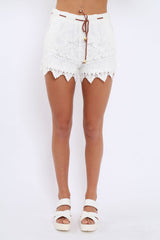 White Crochet Shorts - Esther-Shorts