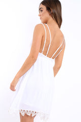 White Crochet Summer Dress - Mariam-Dresses
