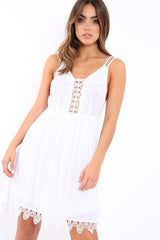 White Crochet Summer Dress - Mariam-Dresses