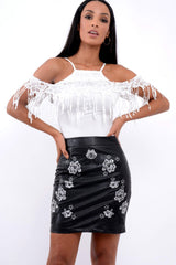 White Crochet Tassel Bodysuit - Chelsea-Bodysuits