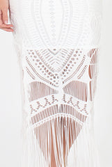 White Crochet Tassel Skirt - Faye-Skirts
