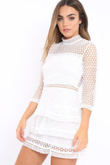 White Crochet Tier Dress - Keiana-Dresses