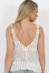 White Crochet Top - Karen-Tops