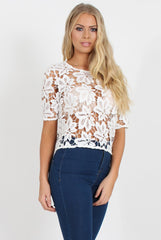 White Crochet Top - Maria-Tops
