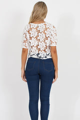 White Crochet Top - Maria-Tops