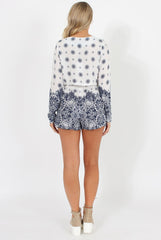 White Crochet Trim Print Two Piece - Lexus-Co-ords