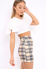 White Crop Top Frill Arms - Jameila-Tops