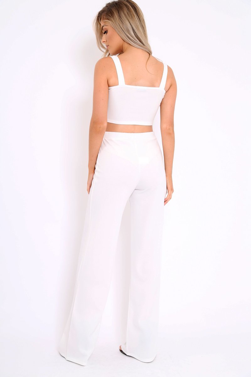 White Crop Top and Trousers Co-ord Set - Kimmy – Rebellious Fashion