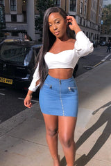 White Cropped Bustier Crop Top - Mara-Crop Tops