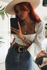 White Cropped Bustier Crop Top - Mara-Crop Tops