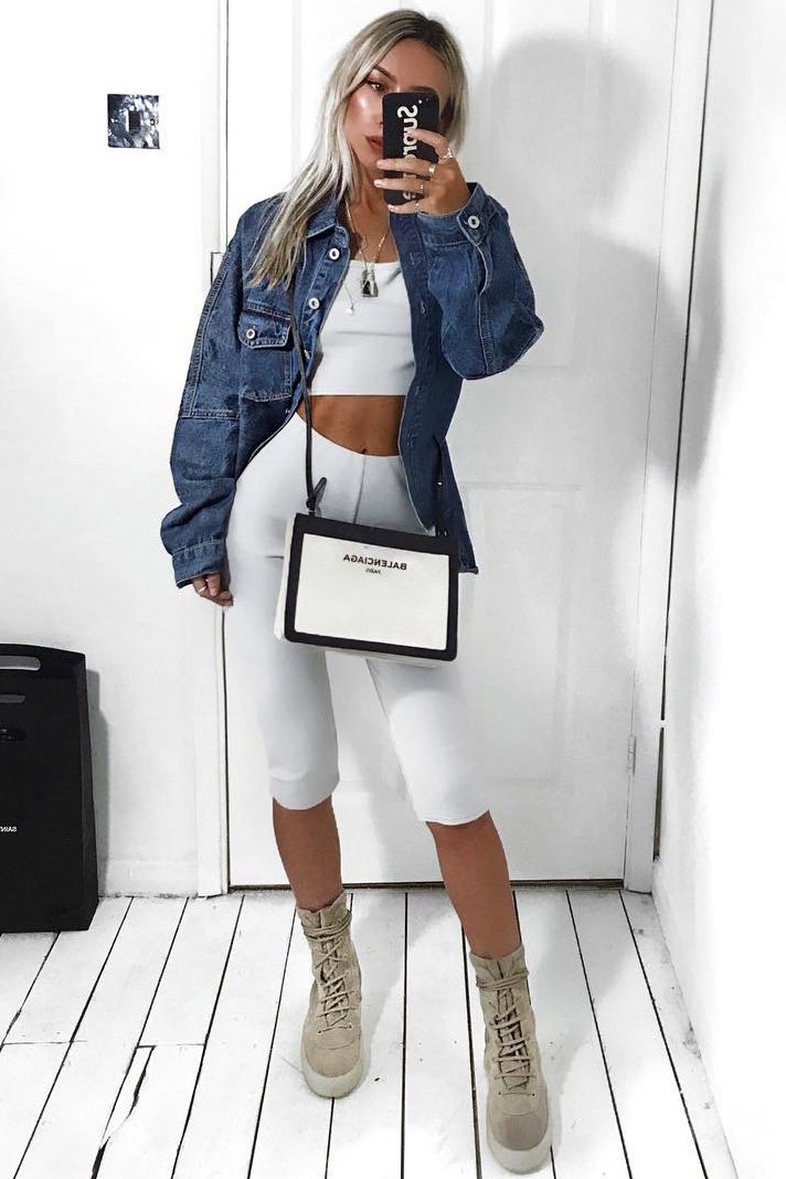 White Cropped Top and Leggings Co-Ords - Remini-Co-ords