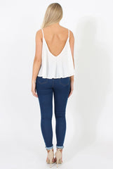 White Cross Front Detail Crop Top - Laurie-Crop Tops