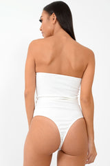 White Cross Over Bardot Bodysuit - Sahari-Bodysuits