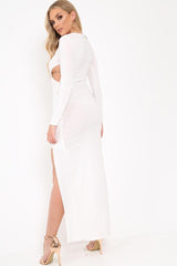 White Cross Over Cut Out Asymmetrical Hem Dress - Faythe-Dresses