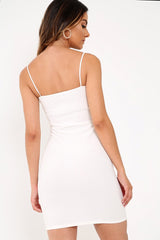White Cross Over Plunge Mini Dress - Livianna-Dresses