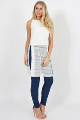 White Crotchet Side Split Top - Lottie-Tops