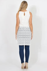 White Crotchet Side Split Top - Lottie-Tops