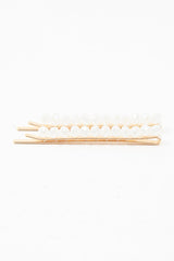 White Crystal Embellished Pack of 2 Hair Clips - Patrice-Hair