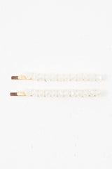 White Crystal Embellished Pack of 2 Hair Clips - Patrice-Hair