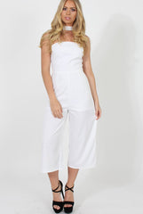 White Culotte Choker Jumpsuit - Pixie-Jumpsuits