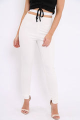 White Cut Out Back Thong Trousers - Aanya-Trousers