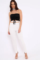 White Cut Out Back Thong Trousers - Aanya-Trousers