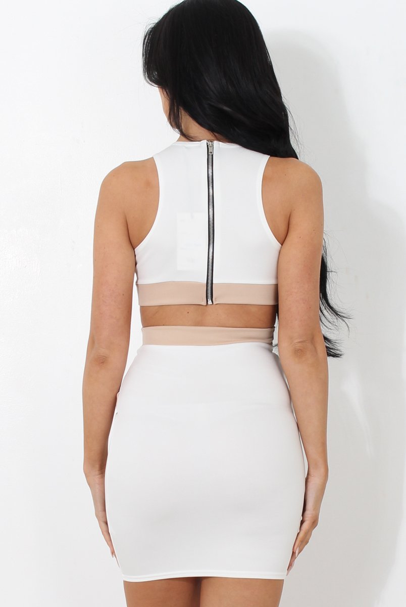 White Cut Out Bodycon Dress-Fron-Dresses