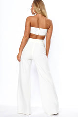 White Deep Plunge Metal V Boobtube - Karolynn-Crop Tops