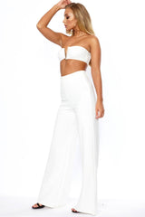 White Deep Plunge Metal V Boobtube - Karolynn-Crop Tops