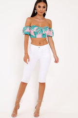 White Denim Cropped Distressed Shorts - Karcyn-Shorts