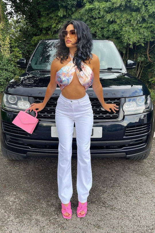 White Denim Extra Long Straight Leg Jeans - Blaise