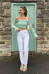 White Denim Extra Long Straight Leg Jeans - Blaise-Jeans