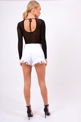 White Denim High Waisted Distressed Shorts - Latifa-Shorts