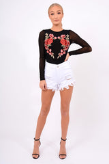 White Denim High Waisted Distressed Shorts - Latifa-Shorts