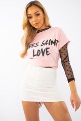 White Denim Mini Skirt - Lynzi-Skirts