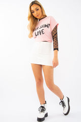 White Denim Mini Skirt - Lynzi-Skirts