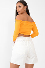 White Denim Paper Bag Shorts - Betti-Shorts