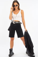 White Detail Tie Extreme Cropped Top - Trista-Crop Tops
