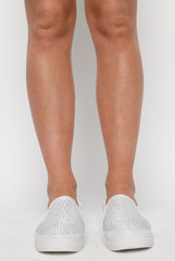 White Diamante Skaters - Rori-Shoes